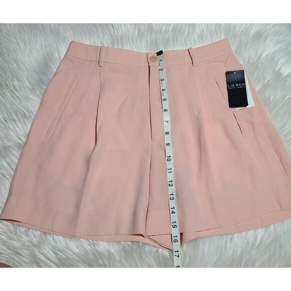 NWT|Lauren Ralph Lauren Pleated Georgette Shorts, Pale Pink, 6 - Picture 9 of 12